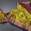 Semi Mysore Silk Parrot Green Floral Printed Saree