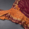 Semi Mysore Silk Orange Floral Printed Saree
