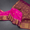 Semi Mysore Silk Rani Pink Saree With Zari Buttas