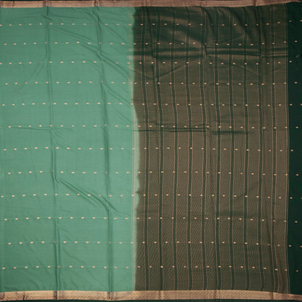 Semi Mysore Silk Pista Green Saree With Zari Buttas