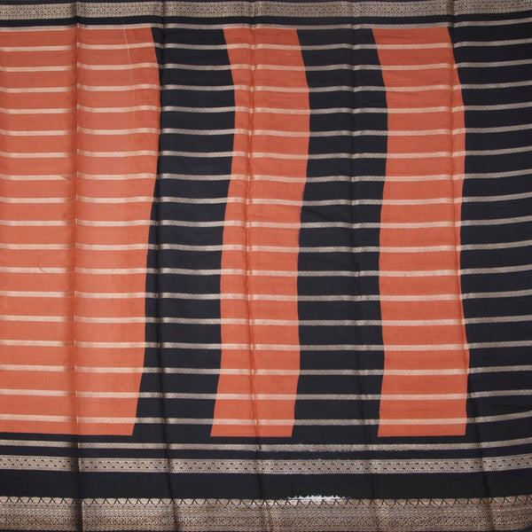 Semi Mysore Silk Peach Zari Stripes Saree