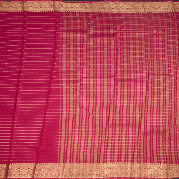Semi Mysore Silk Rani Pink Zari Stripes Saree