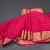 Semi Mysore Silk Rani Pink Zari Stripes Saree