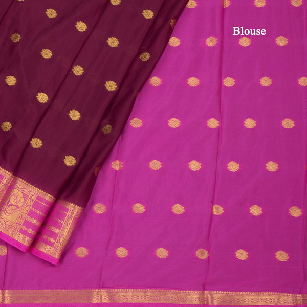 Semi Mysore Silk Maroon Zari Worked Saree 02