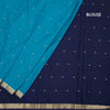 Semi Mysore Silk Peacock Blue Zari Worked Saree