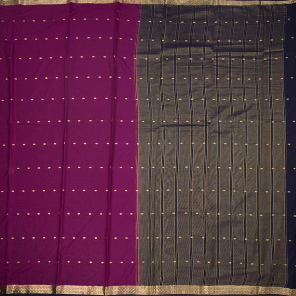 Semi Mysore Silk Wine Zari Worked Saree