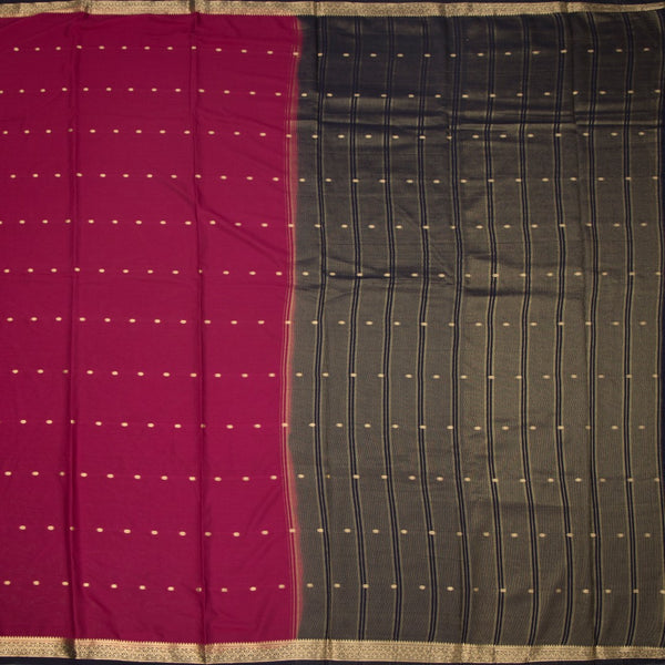 Semi Mysore Silk Dark Pink Zari Worked Saree