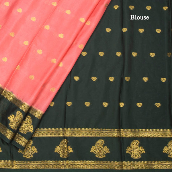 Semi Mysore Silk Peach Zari Worked Saree 02