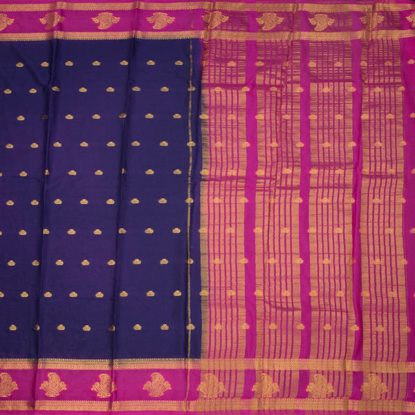 Semi Mysore Silk Dark Blue Zari Worked Saree