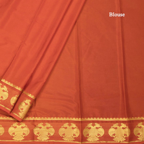 Semi Mysore Silk Rust Orange Plain Saree