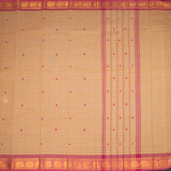 Chettinad Cotton Sandal Checked Saree
