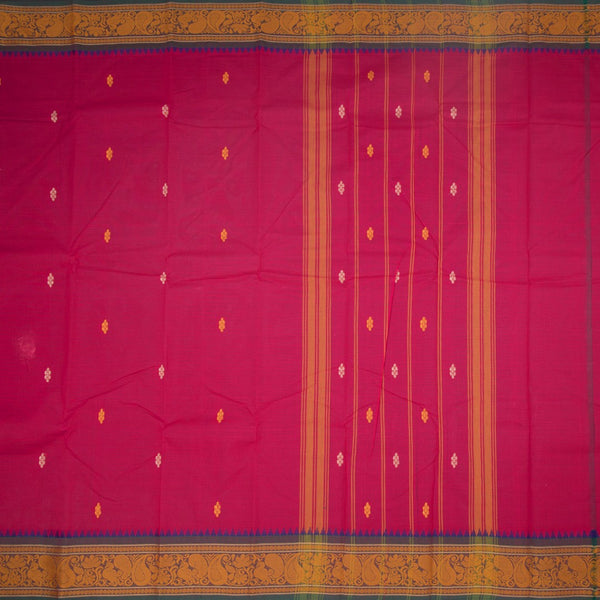 Chettinad Cotton Hot Pink Thread Embossed Saree