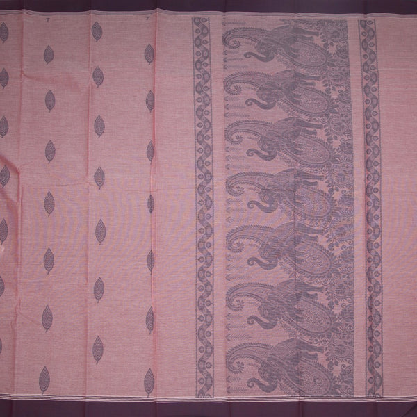 Chettinad Cotton Light Pink Thread Embossed Saree
