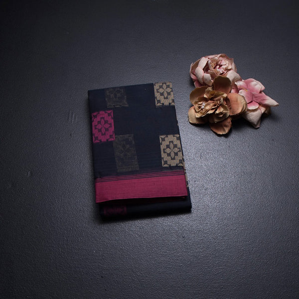 Chettinad Cotton Black Thread Embossed Saree