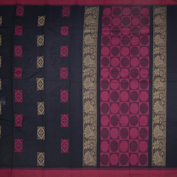 Chettinad Cotton Black Thread Embossed Saree