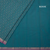 Chettinad Cotton Peacock Blue Thread Embossed Saree