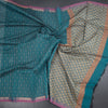 Chettinad Cotton Peacock Blue Thread Embossed Saree