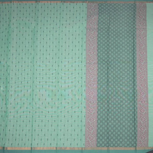 Chettinad Cotton Light Green Thread Embossed Saree