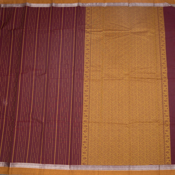 Chettinad Cotton Maroon Thread Embossed Saree