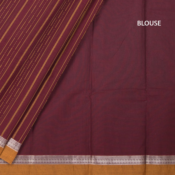 Chettinad Cotton Maroon Thread Embossed Saree