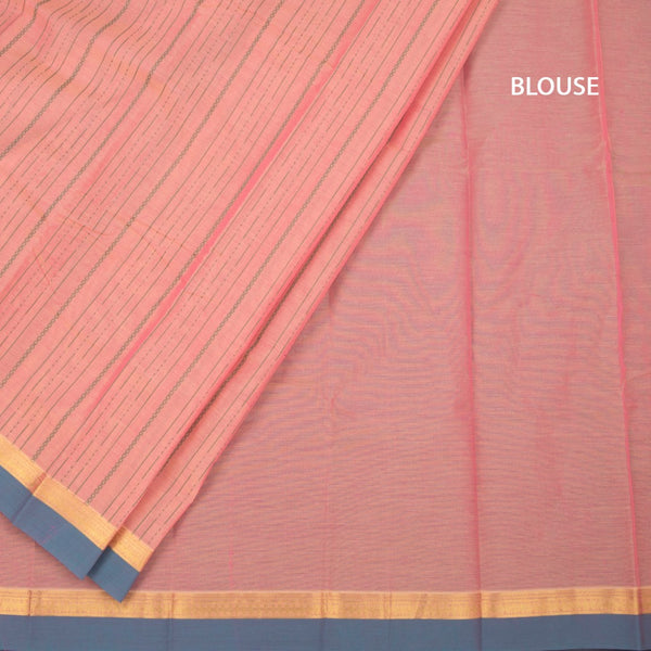 Chettinad Cotton Peach Thread Embossed Saree