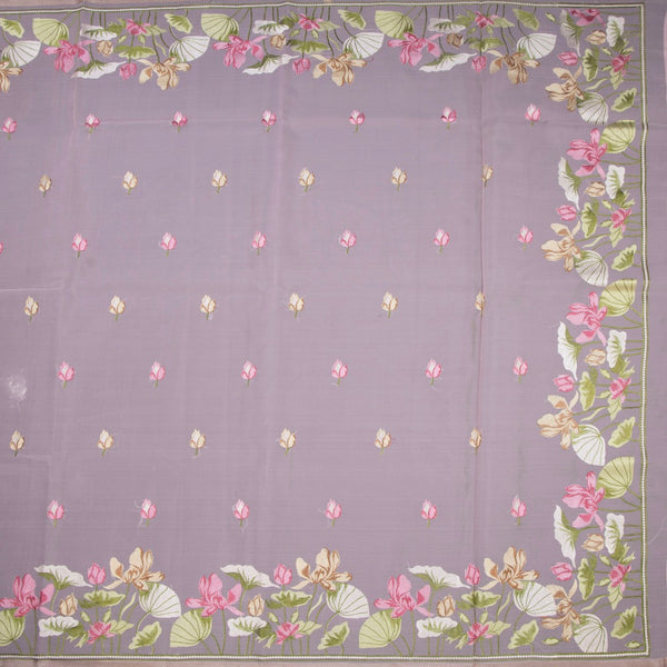 Organza Light Pink Floral Thread Embroidered Saree
