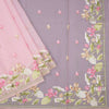 Organza Light Pink Floral Thread Embroidered Saree