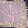 Organza Light Pink Floral Thread Embroidered Saree