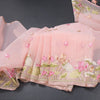 Organza Peach Floral Thread Embroidered Saree