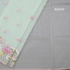 Organza Mint Green Floral Thread Embroidered Saree