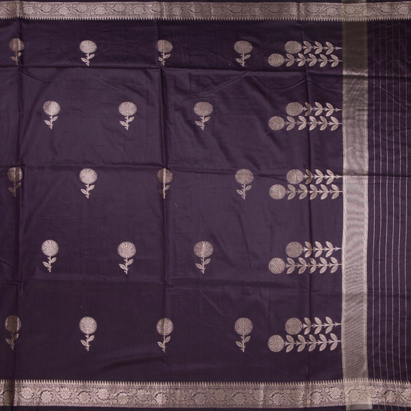 Semi Silk Dark Purple Zari Worked Saree
