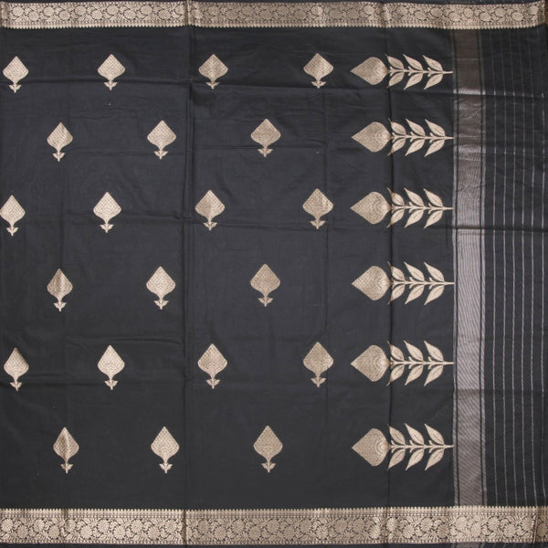Semi Silk Black Zari Worked Saree
