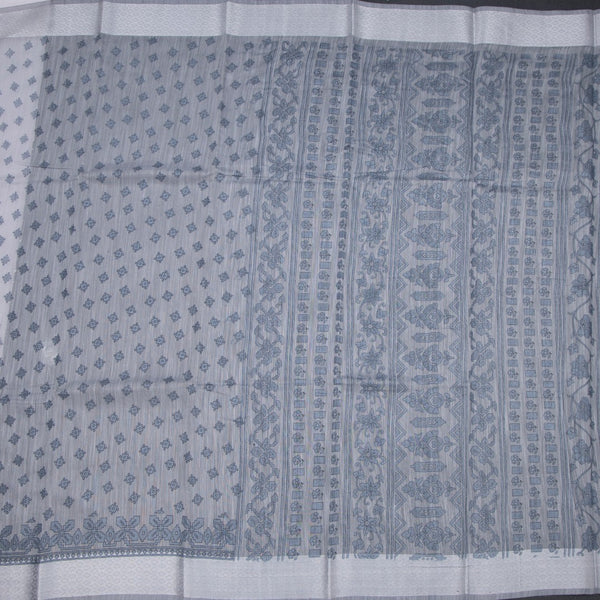 Chanderi Cotton Grey Printed Saree 02