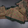 Chanderi Cotton Olive Green Printed Saree 02