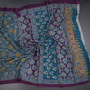 Chanderi Cotton Peacock Blue Printed Saree