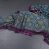 Chanderi Cotton Peacock Blue Printed Saree
