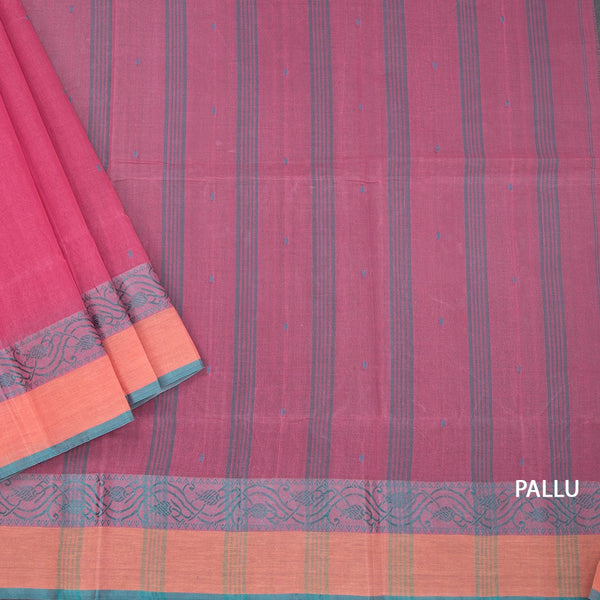 KTSR41988-3-Bengali-Cotton-Rose-Pink-Saree-With-Thread-Buttas-pallu