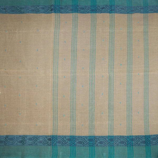KTSR41990-2-Bengali-Cotton-Pista-Green-Saree-With-Thread-Buttas-full-veiw