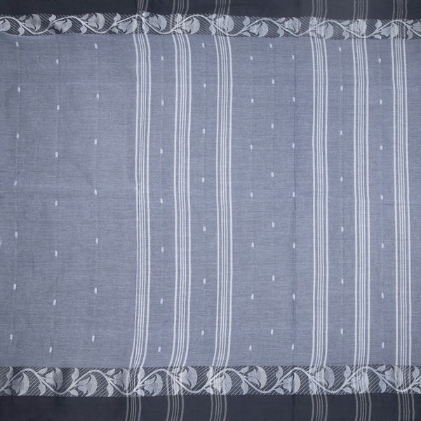 KTSR41992-2-Bengali-Cotton-Grey-Saree-With-Thread-Buttas-full-veiw