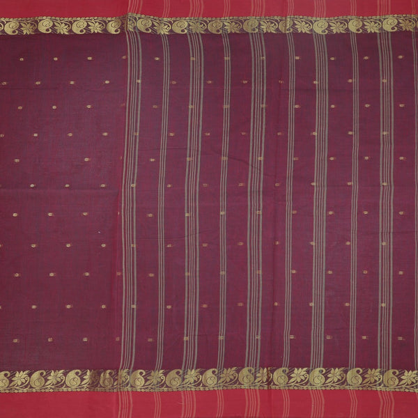 KTSR41994-2-Bengali-Cotton-Dark-Pink-Saree-With-Thread-Buttas-full-veiw