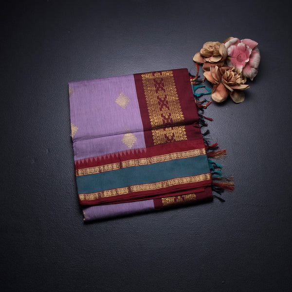 KTSR41998-1-Kalyani-Cotton-Lavender-Zari-Worked-Saree-fold
