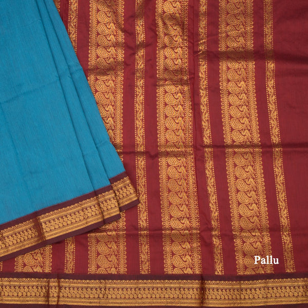KTSR42002-3-Kalyani-Cotton-Peacock-Blue-Zari-Worked-Saree-pallu