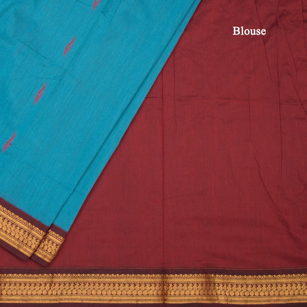 KTSR42002-4-Kalyani-Cotton-Peacock-Blue-Zari-Worked-Saree-blouse