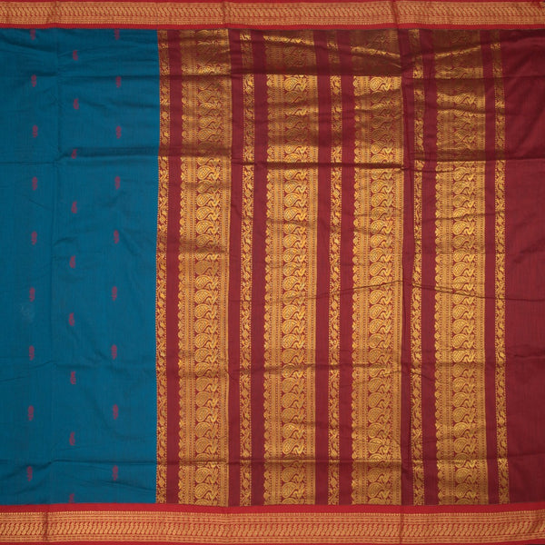 KTSR42011-2-Kalyani-Cotton-Peacock-Blue-Zari-Worked-Saree-02-full-veiw