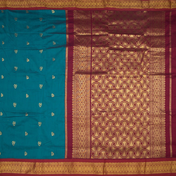 KTSR42012-2-Kalyani-Cotton-Peacock-Green-Zari-Worked-Saree-full-veiw