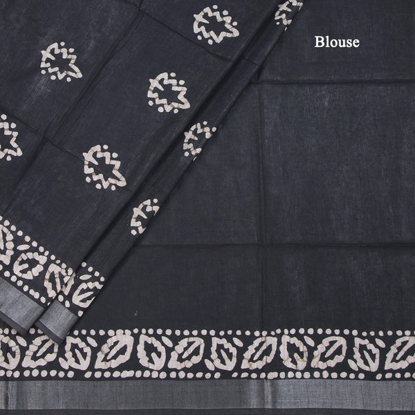 KTSR42018-4-Semi-Linen-Black-Shibori-Printed-Saree-blouse