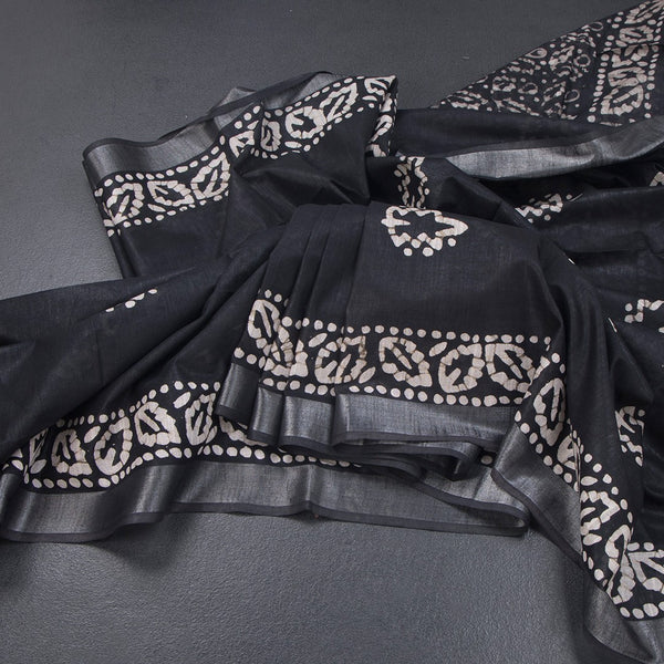 KTSR42018-Semi-Linen-Black-Shibori-Printed-Saree-main