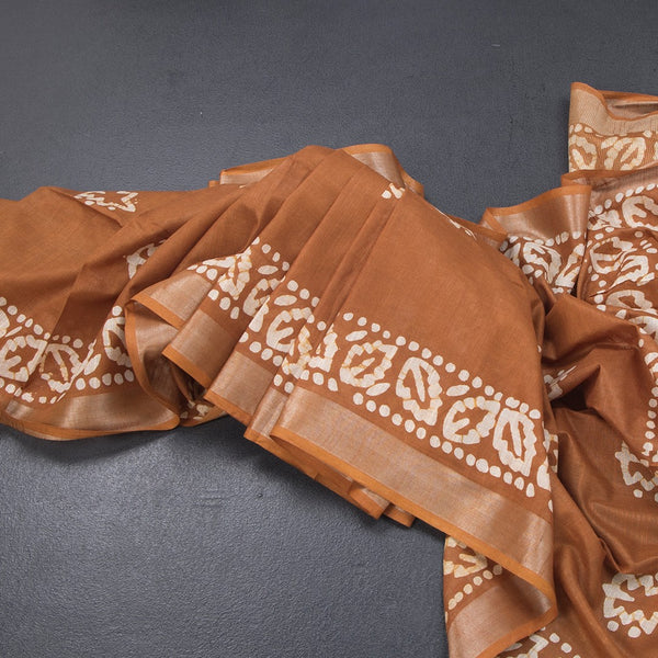 KTSR42019-Semi-Linen-Cinnamon-Brown-Shibori-Printed-Saree-main
