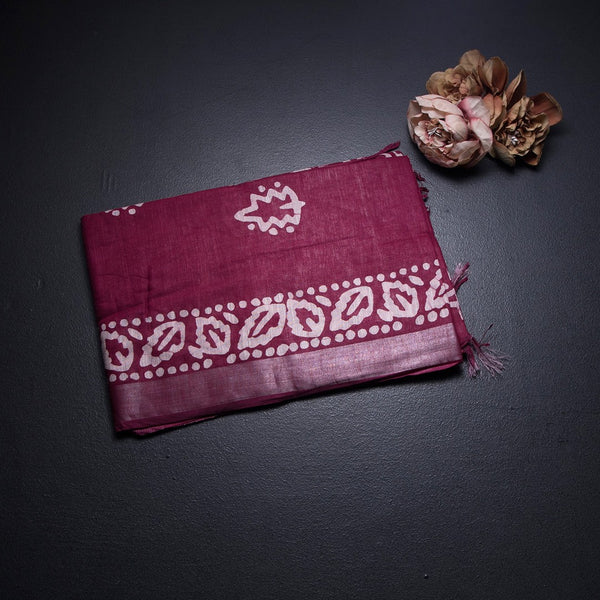 KTSR42020-1-Semi-Linen-Wine-Shibori-Printed-Saree-fold