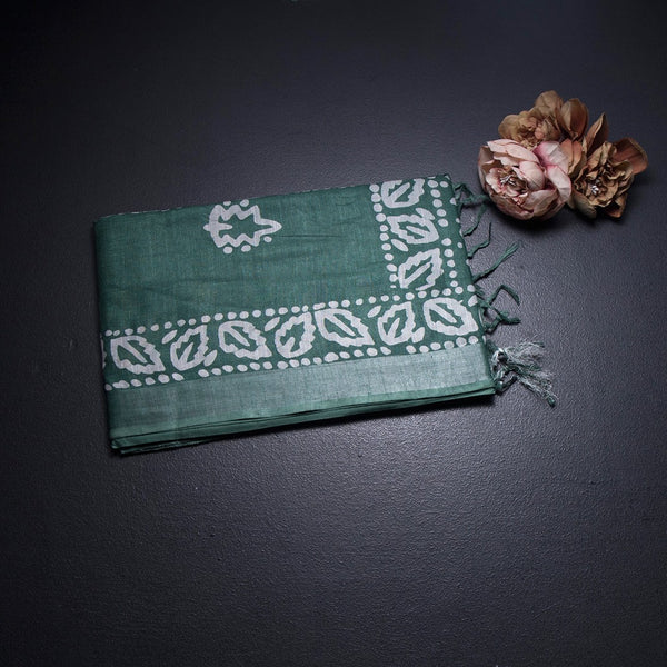 KTSR42022-1-Semi-Linen-Jade-Green-Shibori-Printed-Saree-fold